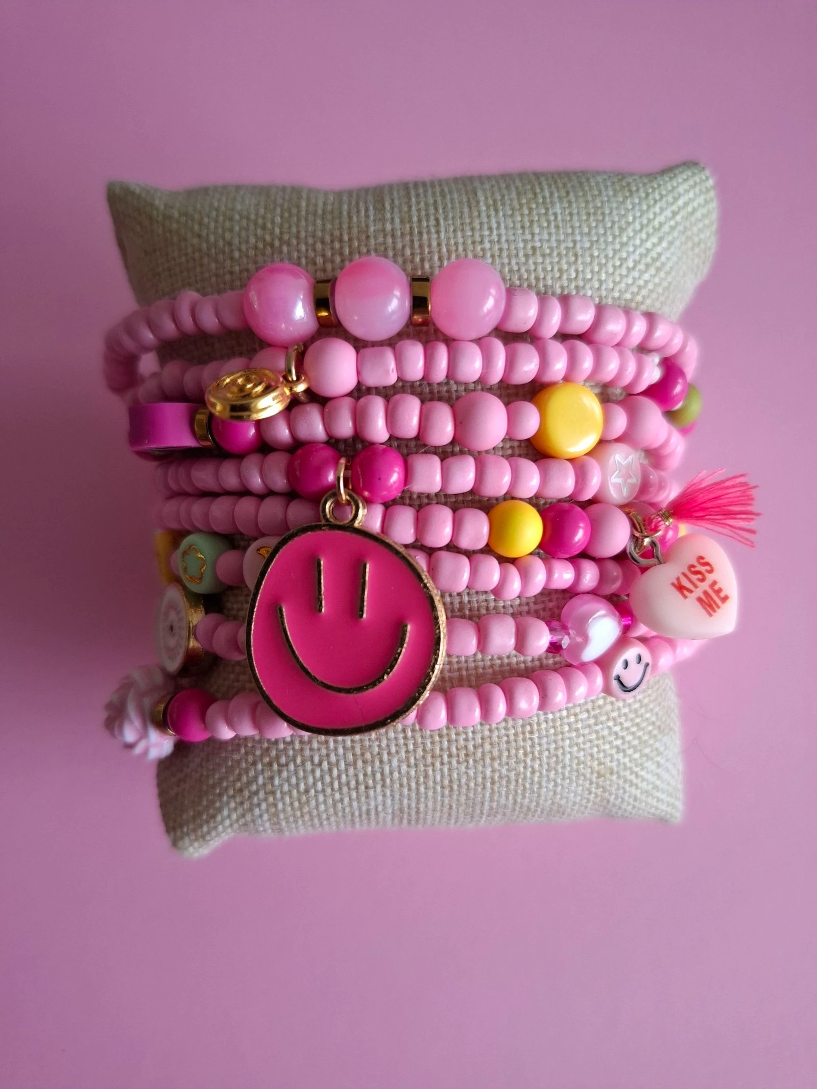 Roze wikkelarmband